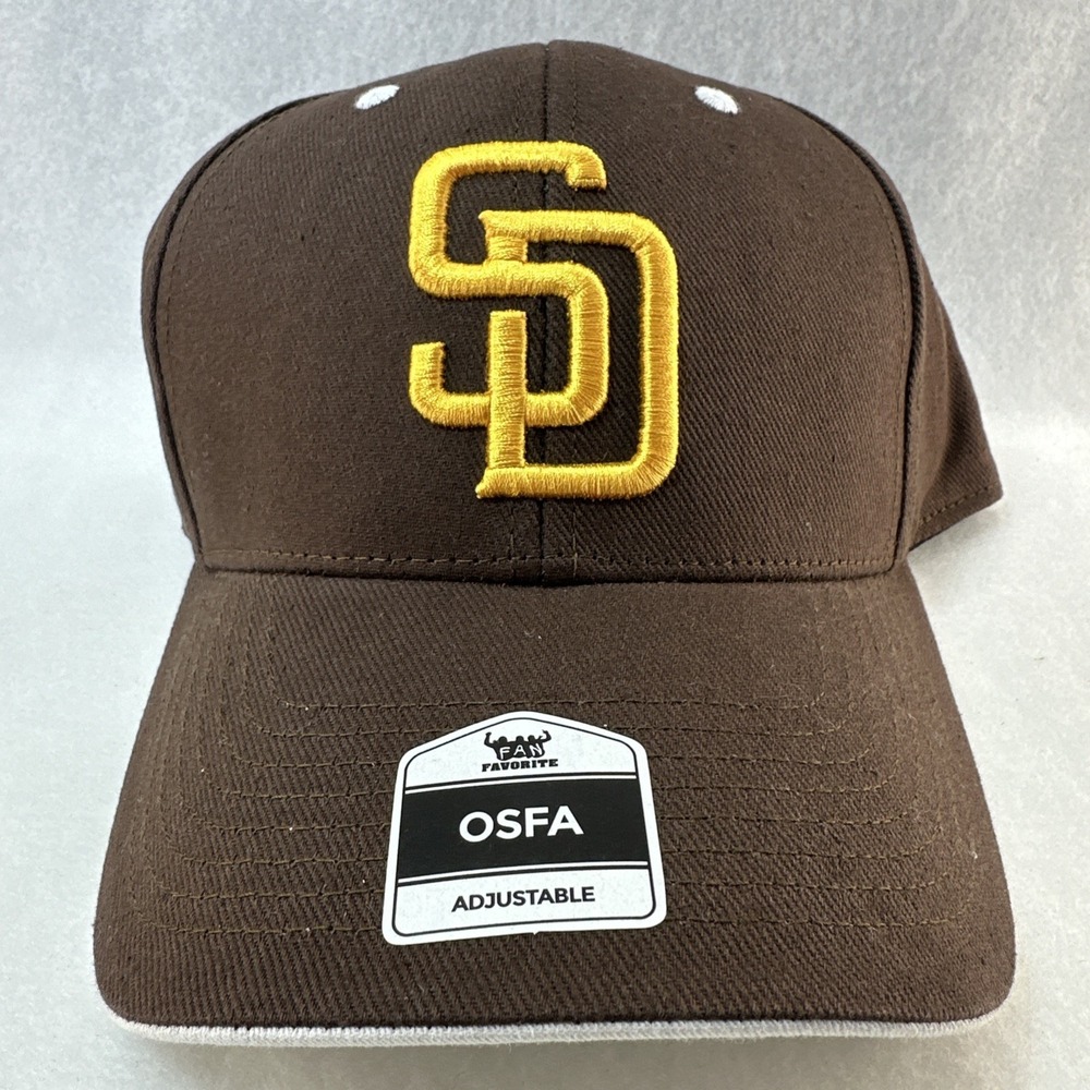 San Diego Padres MLB Fan Favorite Brown Gold Adjustable OSFA Baseball Cap New